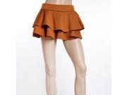 Preppy Style Sweet Skirt Layers Skirt Khaki L