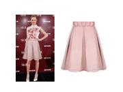 European Style All matched Summer Wears Knee Length Pleated Waistline Women’s Skirt Pink S