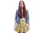 2014 New Euramerican Style Summer Head Pattern Printing Slim Skirt Yellow