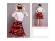 Dignified Printing Pattern Organza Bust Skirt Crinoline Skirt Red S