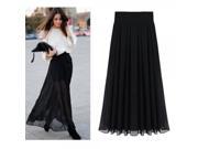 New Women’s Dress Noble Fashionable Pearl Chiffon Long Bust Skirt Black