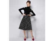 Euramerican Style Fashion Plaid Pattern High waisted Expansion Skirt Black S