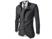 New Figuring Irregular Design Cotton Blended Male Suit Dark Gray M