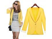 Popular Slim Rimmed Collar Long Sleeve White Cuff Venetian Suit Fabric Women’s Suit Yellow S