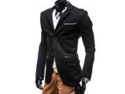 Leisure Style Two Buttons Knitting Material Men’s Suit Jacket Black M