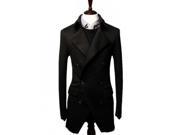 Autumn Winter Clothing Medium Style Double breasted Men’s Suit Black M