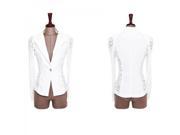 Korean Style Elegant Sweet Figuring Lace Split Joint Cotton Blended Female Coat White M