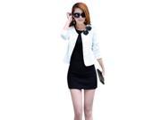 Elegant Short Style Slim Pure Color Two Arrays Button Decorated Women’s Suit White L