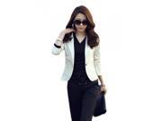 Fashion Slim Short Style Pure Color Single Button Women’s Suit White M