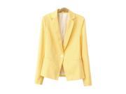 Fashion Easy matching Slim Pure Color Single Button Long Sleeve Women’s Suit Rose Yellow M