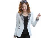 OL Style Lapel Neck One Button Long Sleeve Cotton Blended Women Suit White M