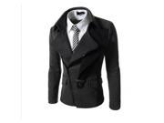 Korean Style Color Splicing Slim Fit Golilla Inclined Top Fly Men’s Suit Dark Gray M