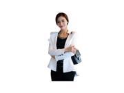 Elegant Slim Pure Color Long Sleeve Flounced Hem Women’s Suit White S