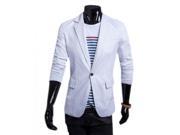 Leisure Style One Button Hemp Material Men’s Small Suit 12 Color White M