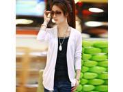New Thin All matched Irregular Hemline Pure Color Knit Cardigan White Free Size