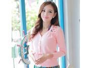 New Women’s Dress Long Sleeve Thin Knit Cardigan Rash Guards Pink Free Size