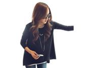 2014 New Autumn Style Irregular Hemline Long Sleeve Cashmere T shirt Black Free Size