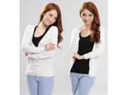 Sweet Pure Color V neck Long Sleeve Knitting Women’s Cardigan with Colorful Buttons White Free Size