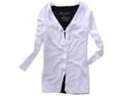 All matched Pure Color Long Sleeve Thin Cardigan Knit Rash Guards White Free Size