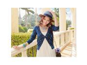 Sweet Elegant Slim Heart Shape Dot Pattern Long Sleeve Women’s Cardigan Sweater Denim Blue Free Size