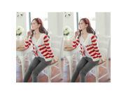 New Spring Autumn Winter Doll Collar Long Sleeve Women’s Knitting Cardigan Red Free Size