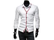 Casual Business Figuring Assorted Colors V neck Men Cardigan Sweater White M