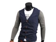 New Casual Thin Figuring Assorted Colors Long Sleeve V neck Men Cardigan Sweater Navy Blue M