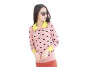 Preppy Style Color Spliced Dot Pattern Women’s Sweater Pink Free Size