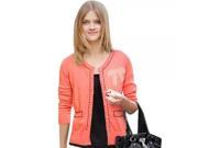 European Style Sweet Beading Bowknot Contrast Outline Long Sleeve Woman Cardigan Pink Free Size