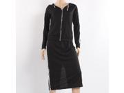 Fashion Korea Style Hooded Hoodie and Skirt Suit Black