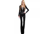 Loose Comfortable Swan Velvet Slim Thin Fleece Leisure Sport Suit Set S Black