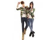 Korean Style Camouflage Printing Pattern Round Collar Long Sleeve Blended Cotton Unisex Coat Multicolored S