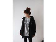 Korean Style Simple Hooded Sports Women Coat Black M