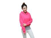 Fashion Pure Color Hooded Long Sleeve Women’s Hoody Camisole Fluorescence Pink Gray S
