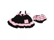 Bow Suspender Skirts PP Pants and Lace Two Piece Suit Black Pink