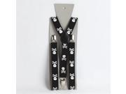 Black Base Small Skeleton Elastic Braces Clip on Suspenders