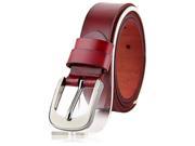 Korean Style Pure Color Genuine Leather Unisex Pin Buckle Belt Red