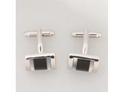 Square High grade Mens Black and White Shell CuffLinks