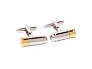 1 Pair Novelty Two Tone Gold Bullet Silver Cufflinks