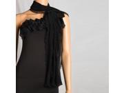 Fashion Lady Oblong Pure Color Chiffon Silk Scarf Black