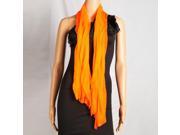 Fashion Lady Oblong Pure Color Chiffon Silk Scarf Orange Yellow