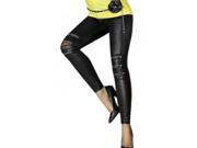 Dear lover LC7780 Fashion Zip front Faux Leather Leggings Black Free Size