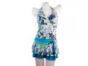 Light Blue Flowers Pattern Sexy Women Two piece Swimwear Swimsuit