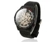 Hollow Silicone Watchband Mechanical Alloy Wrist Watch Black