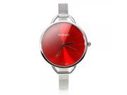 womage 9940 Fashion Round Steel Dial Thin Watchband Quartz Wrist Watch Red