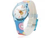 Children Cartoon Multicolored Circle Pattern Quartz Wrist Watch with Eco friendly Watchband