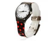 Children Cartoon Red Dot Pattern Quartz Wrist Watch with Eco friendly Watchband Black Background