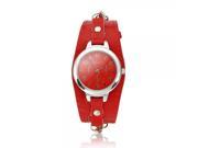 Y7 Simple Round Dial Quartz Wrist Watch with Gradually Thin Watchband Red