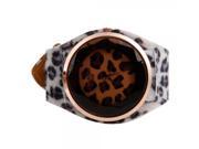Casual Women Ladies Leopard Pattern Roman Numeral Quartz Wrist Watch White