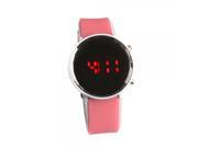 Popular Digital Display Red LED Light Steel Case Silicone Band Wrist Watch Pink